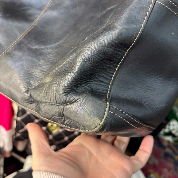 Fossil Black Leather Tote Computer Laptop Briefcase Bag with Top Handles Zipper - Picture 11 of 15